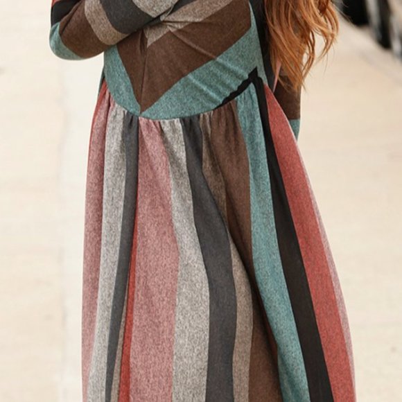 Egs soft knit cross strip long sleeve midi dress - Picture 2 of 3